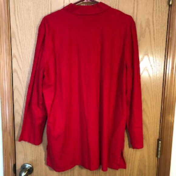 Sag Harbor Cherry Red Linen Rayon Jacket Top Tunic Blazer Shacket Size 16 - Picture 4 of 5